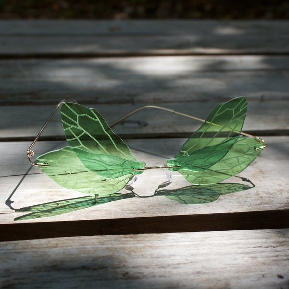 Y2K BLUE & PURPLE RIMLESS BUTTERFLY WING GLASSES - Picture 6 of 6